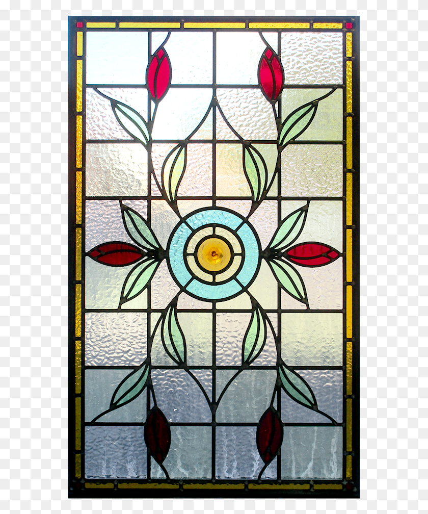 575x948 Intricate Floral Art Nouveau Stained Glass Panel Stained Glass HD PNG Download