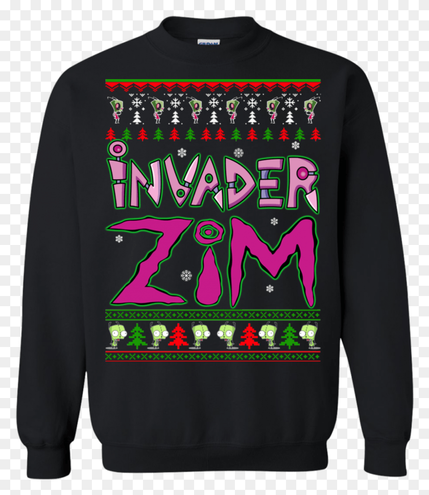 979x1143 Invader Zim Christmas Sweater Hoodie Long Sleeve Ugly Christmas Sweater Friends, Clothing, Apparel, Sweatshirt HD PNG Download