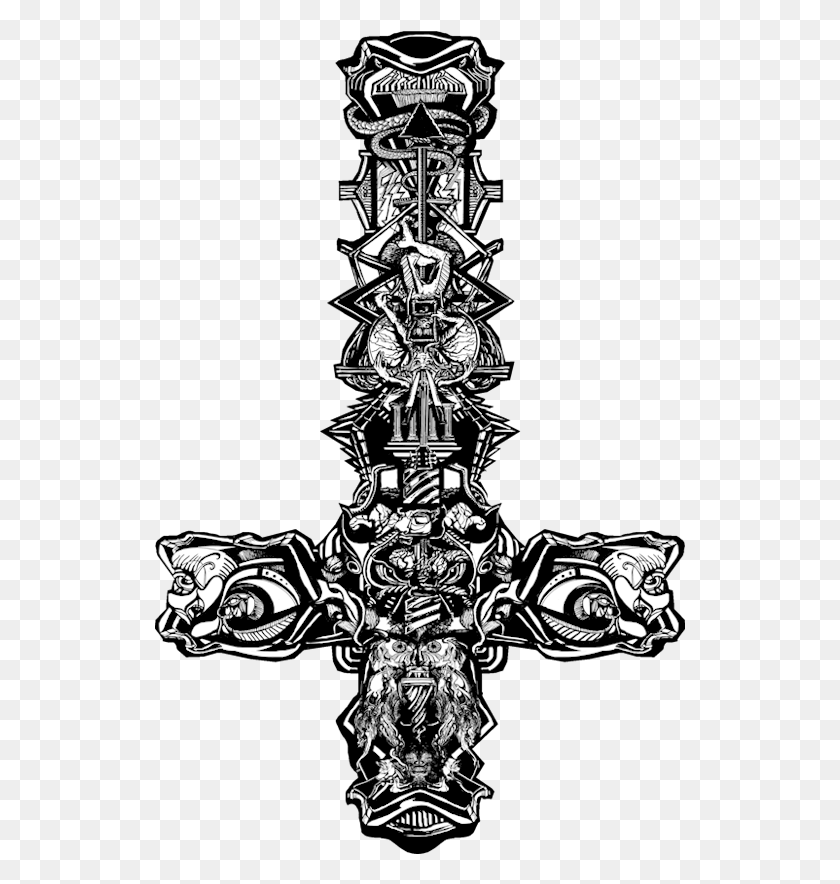 531x824 Inverted Cross Tattoo Design Upside Down Cross, Architecture, Building, Symbol HD PNG Download