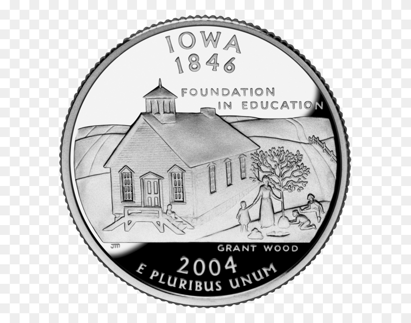 597x600 Iowa 50 State Quarters Coin United States Mint Iowa State Quarter, Nickel, Money, Dime HD PNG Download