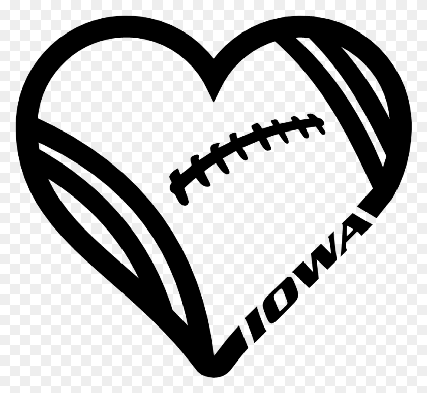901x825 Iowa Hawkeyes Football Heart Design On A Black T Shirt Football Heart Svg, Gray, World Of Warcraft HD PNG Download