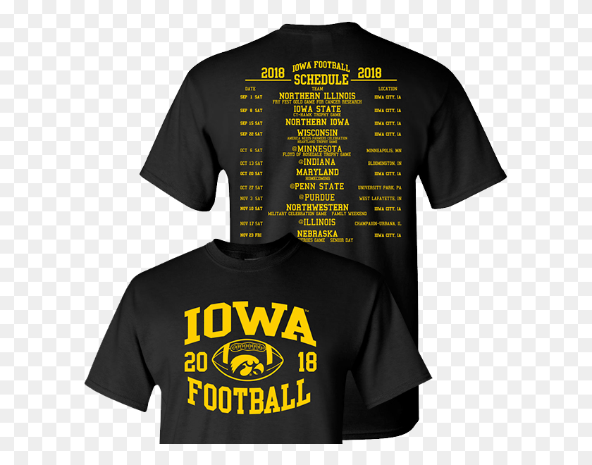 600x600 Iowa Hawkeyes Football T Shirt, Clothing, Apparel, T-shirt HD PNG Download