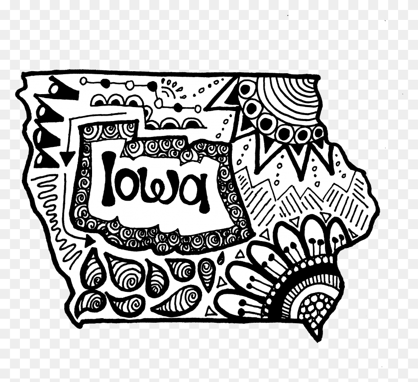 3251x2948 Descargar Png / Ilustración Zentangle Del Estado De Iowa, Doodle Hd Png