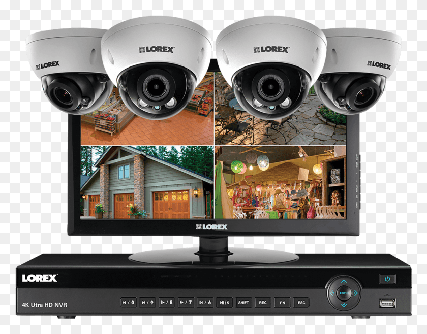 979x751 Ip Security Camera System With 16 Channel Nvr And Security Camera System Led, Helmet, Clothing, Apparel HD PNG Download