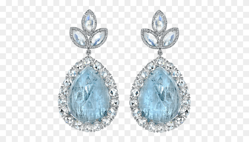 451x420 Irene Neuwirth Fine Aquamarine Moonstone Amp Diamond Earrings, Accessories, Accessory, Jewelry HD PNG Download
