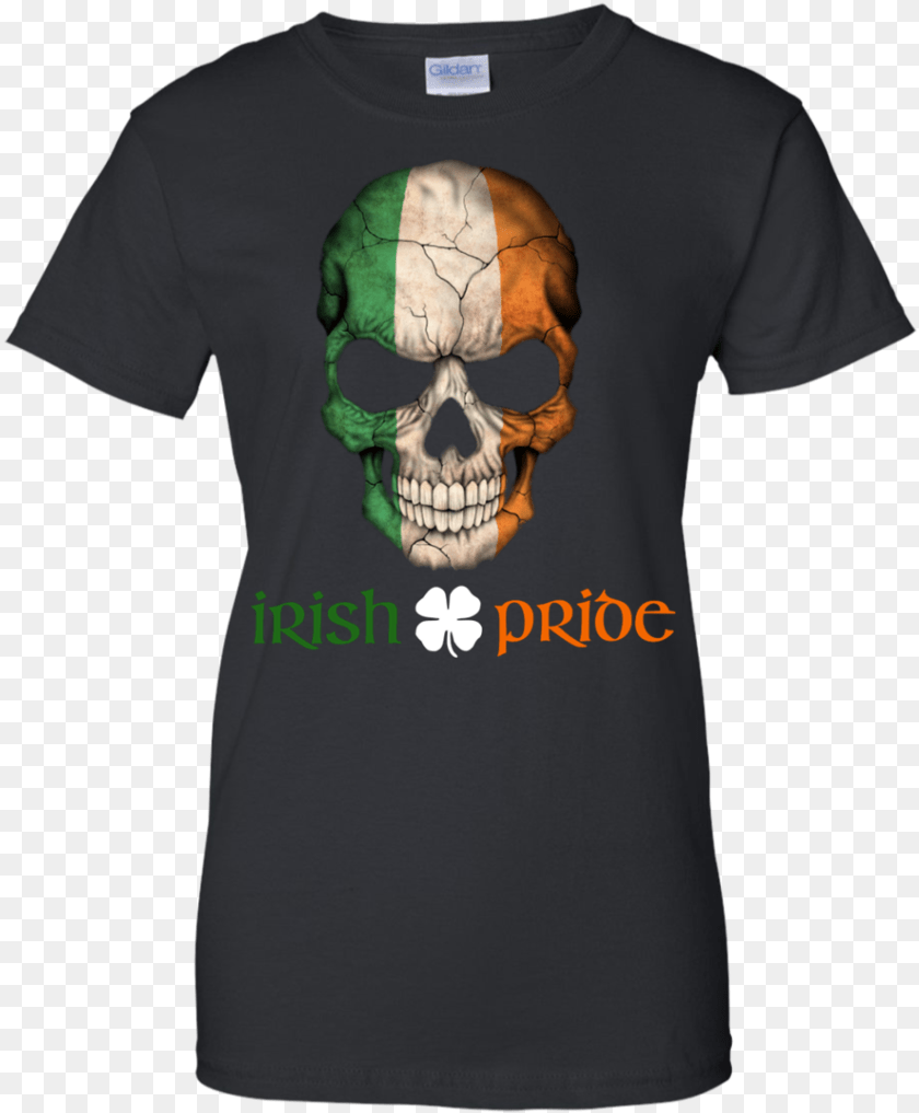 837x1017 Irish Flag Skull Irish Flag Skull On Black Sticker, Clothing, T-shirt, Shirt, Adult PNG