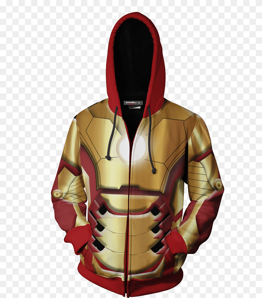 597x955 Iron Man 3 Mark Xlii Cosplay Zip Up Hoodie Jacket Transformers Hoodie, Clothing, Coat, Sweatshirt, Hood PNG