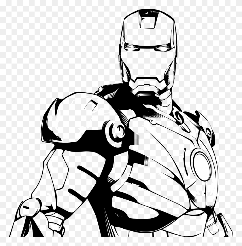 2327x2364 Железный Человек Клипарт Черно-Белый Железный Человек Вектор, Человек, Человек, На Открытом Воздухе Hd Png Скачать