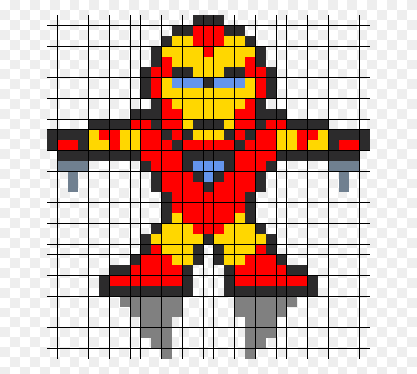652x694 Descargar Png Ironman Perler Bead Pattern Bead Sprite Iron Man Perler Beads, Pac Man, Minecraft, Robot Hd Png