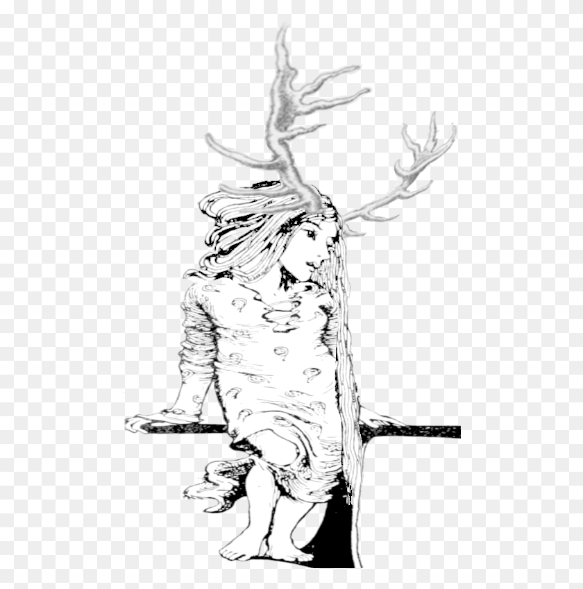 489x789 Is A Headdress Or Is She Growing Them From Her Head Illustration, Person, Human, Antler HD PNG Download