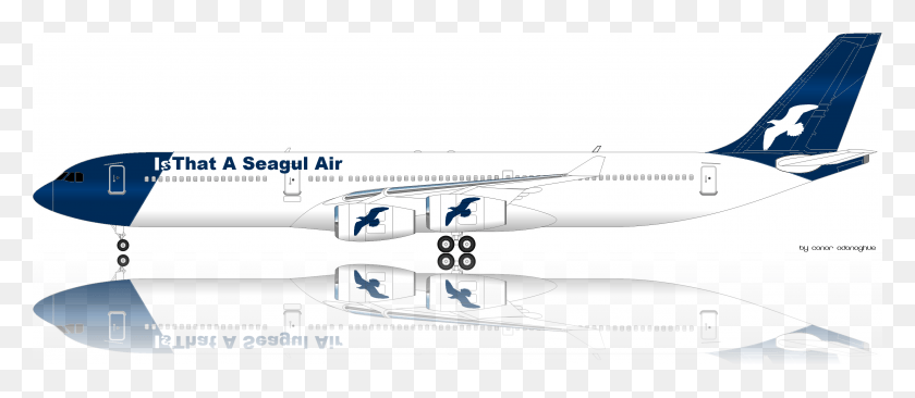 3051x1200 Is That A Seagull Air A340 300 Fictional Airlines, Aircraft, Vehicle, Transportation HD PNG Download