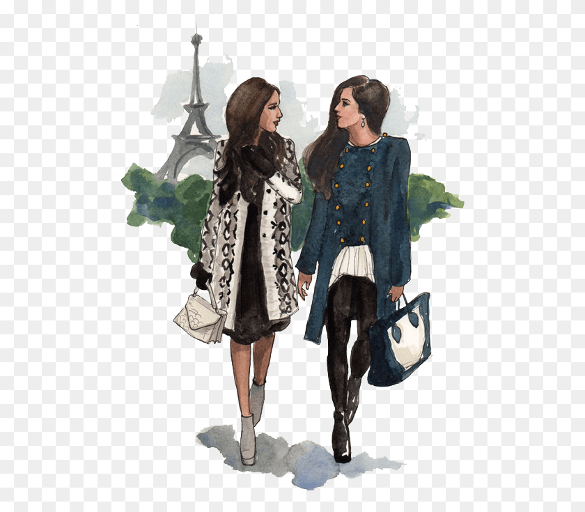 496x675 Is This Your First Heart Girls In Paris Drawings, Clothing, Apparel, Person HD PNG Download