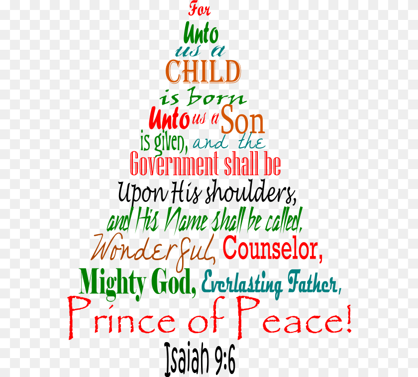 Isaiah 9 6 Christmas Tree, Text Transparent PNG