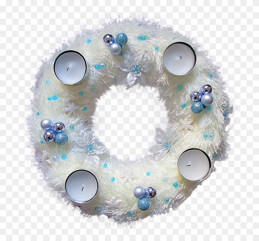 710x720 Isolado Coroa Do Advento Azul Branco Advent, Wreath, Birthday Cake, Cake HD PNG Download