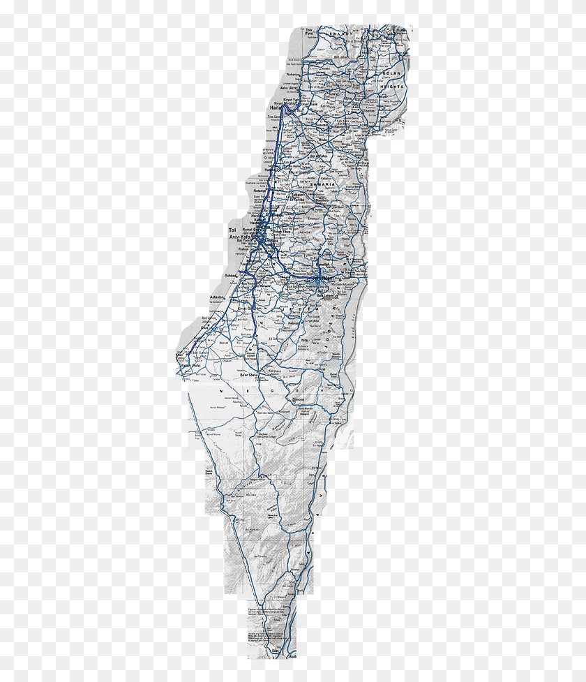 344x917 Descargar Png / Mapa De Carreteras De Israel Png