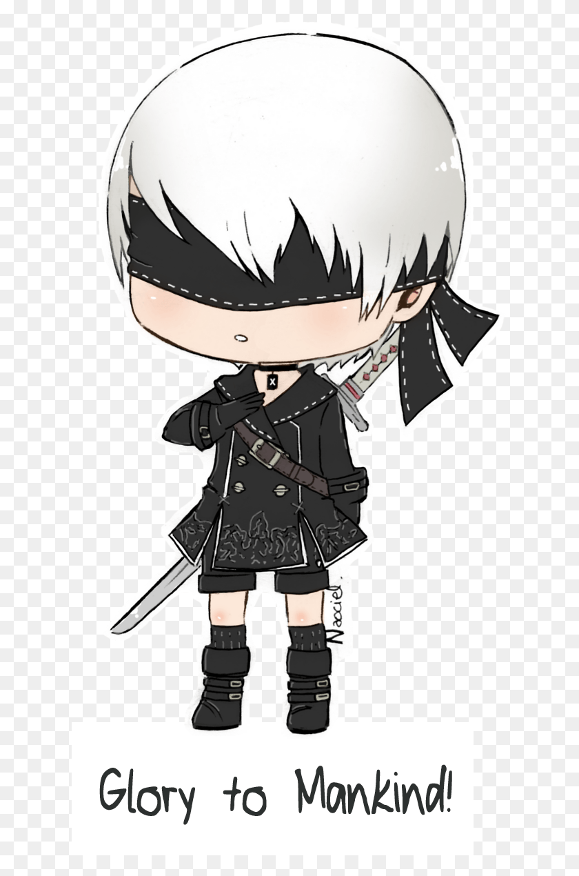 633x1210 It Was About Time To Draw This Cutie Even If It39s Nier Automata 9s Chibi, Helmet, Clothing, Apparel HD PNG Download