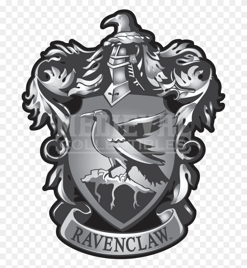 695x849 Descargar Png Elemento Ravenclaw Crest Blanco Y Negro, Armadura, Símbolo, Emblema Hd Png