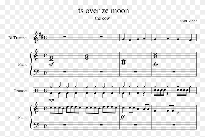 773x505 Its Over Ze Moon Sheet Music Composed By Over 9000 Rob Scallon Rain Sheet Music, Gray, World Of Warcraft HD PNG Download