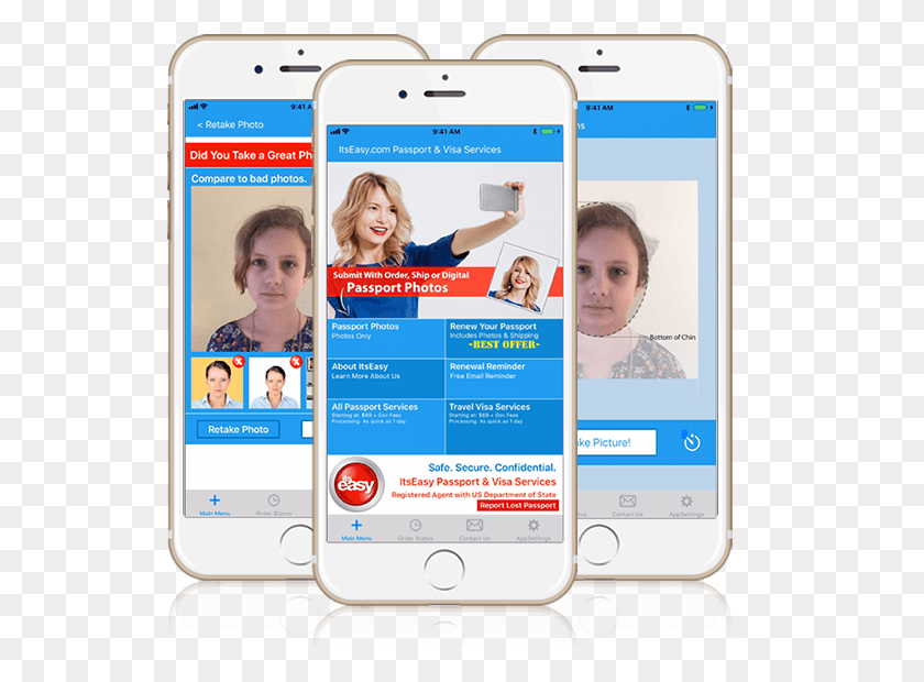 537x560 Itseasy Passport Renewal Amp Photo App Iphone, Person, Human, Text HD PNG Download