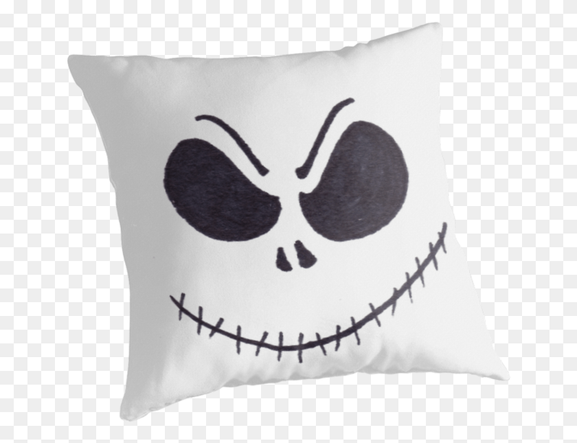 648x585 Jack Skellington Face By Pizzauniverse Cushion, Pillow HD PNG Download