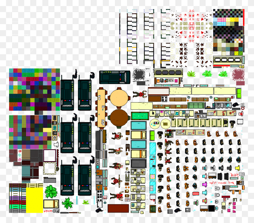 890x776 Jacket And Richter Switch Place In The Intro Hotline Miami 2 Sprites Sheet, Scoreboard, Electronic Chip, Hardware HD PNG Download