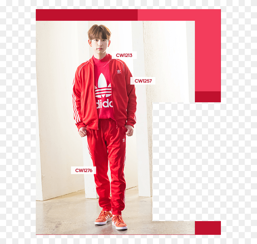 605x739 Jackson Wang Red Adidas, Clothing, Apparel, Shoe HD PNG Download
