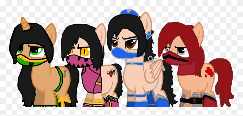 1094x481 Jade Mileena Kitana And Scarlet By Ponylova Cartoon, Person, Human, Graphics HD PNG Download