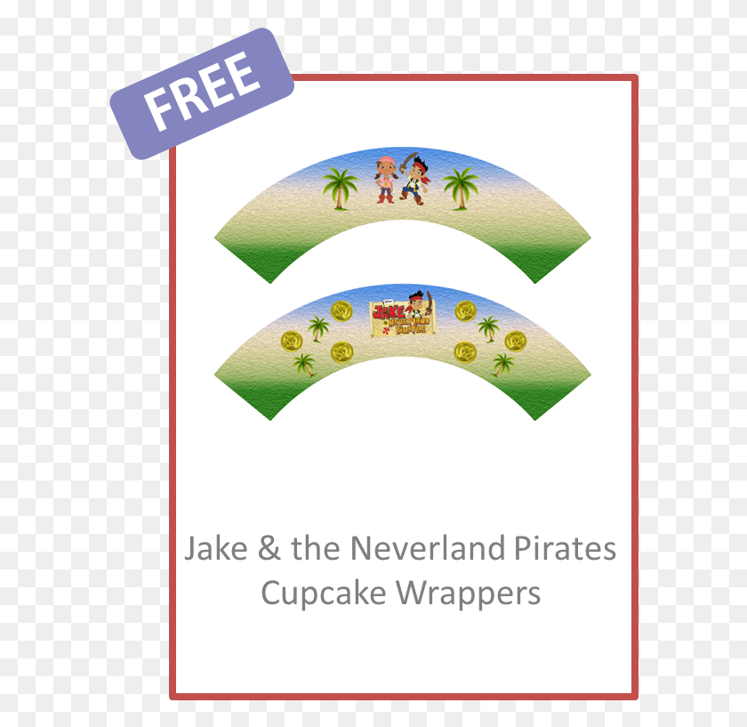 596x757 Descargar Png Jake Amp The Neverland Pirates Cupcake Wrappers, Etiqueta, Texto, Publicidad Hd Png