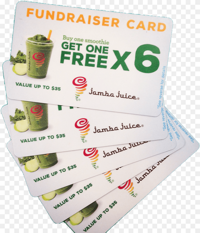 846x986 Jamba Juice Fundraiser Card For Sale, Advertisement, Text, Business Card, Paper PNG