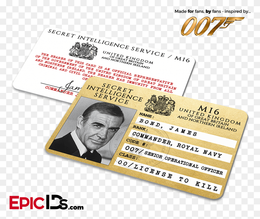 1332x1106 James Bond Inspired Secret Intelligence Service Id Money, Text, Person, Human HD PNG Download