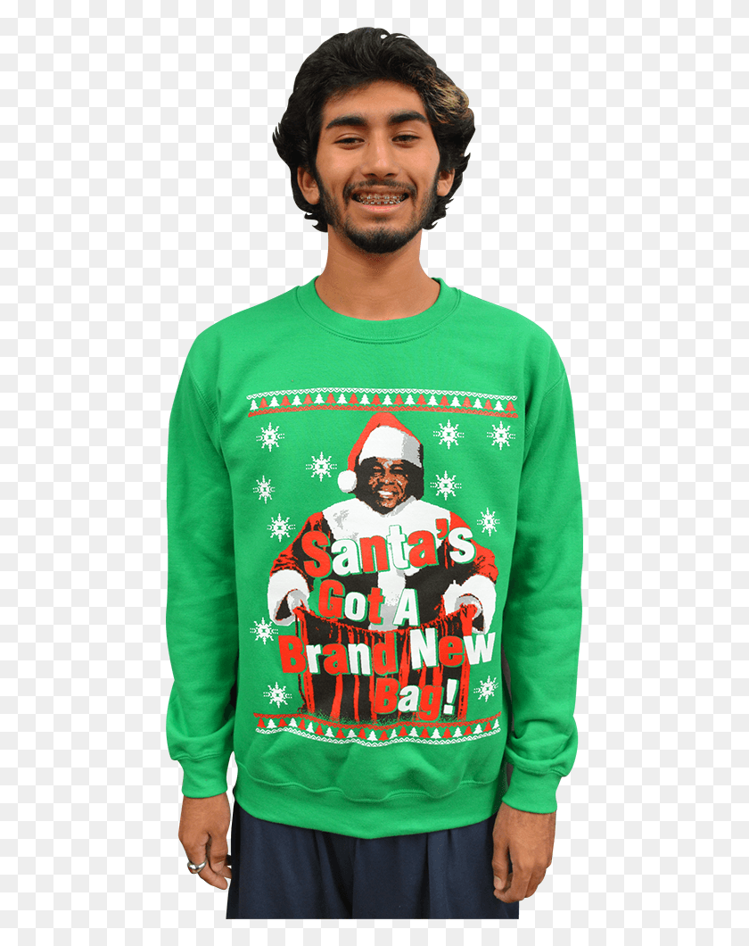 468x1000 James Brown Santa39s Got A Brand New Bag Ugly Christmas Long Sleeved T Shirt, Clothing, Apparel, Sleeve HD PNG Download