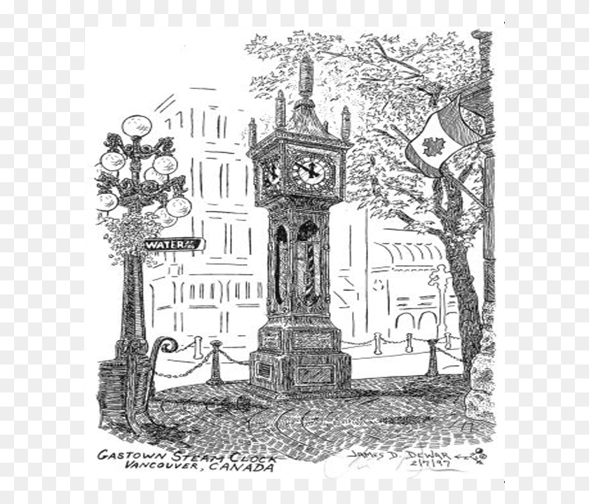 601x659 James Steam Clock Sketch, Tower, Arquitectura, Edificio Hd Png
