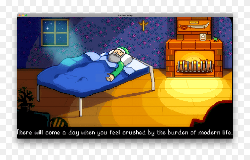 1187x727 James Thomson Stardew Valley Grandpa Quote, Fireplace, Indoors, Lighting HD PNG Download