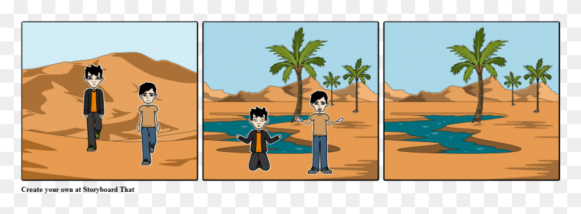 1145x367 Jamie And Cameron In The Desert Storyboard Formica E La Cicala, Tree, Plant, Palm Tree HD PNG Download