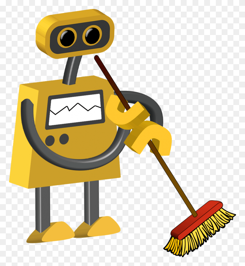 946x1034 Janitor Robot Robots Sweep The Floor, Broom Descargar Hd Png