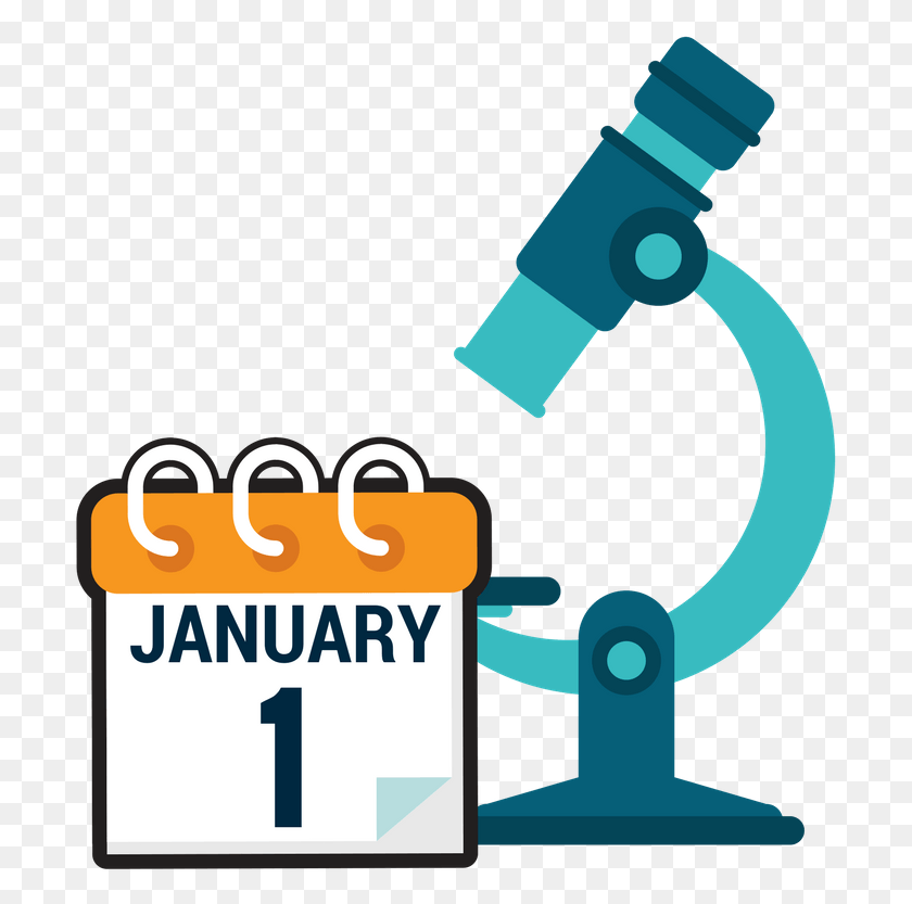 705x773 January 1 Calendar Icon With Blue Microscope Icon, Text, Hook HD PNG Download
