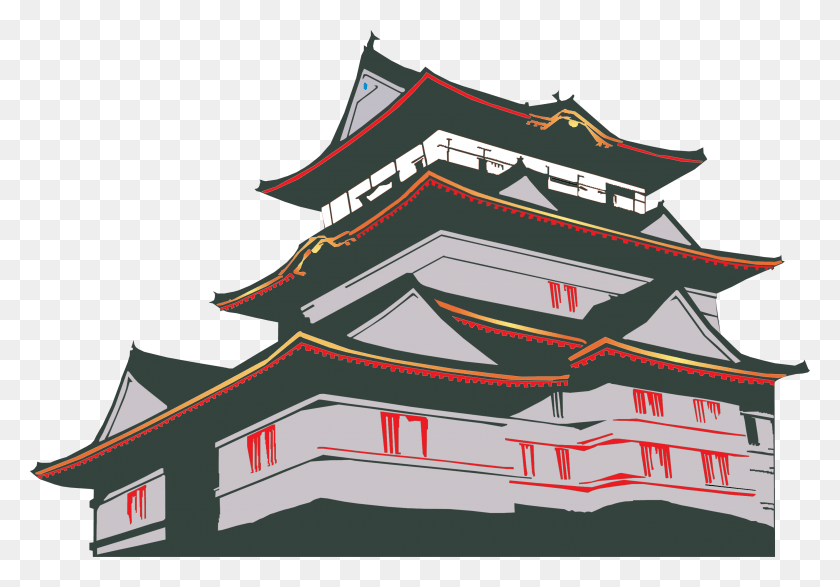 2810x1901 Японский Дом Евклидовы Векторные Картинки Замок Одавара, Пагода, Храм, Поклонение Hd Png Скачать