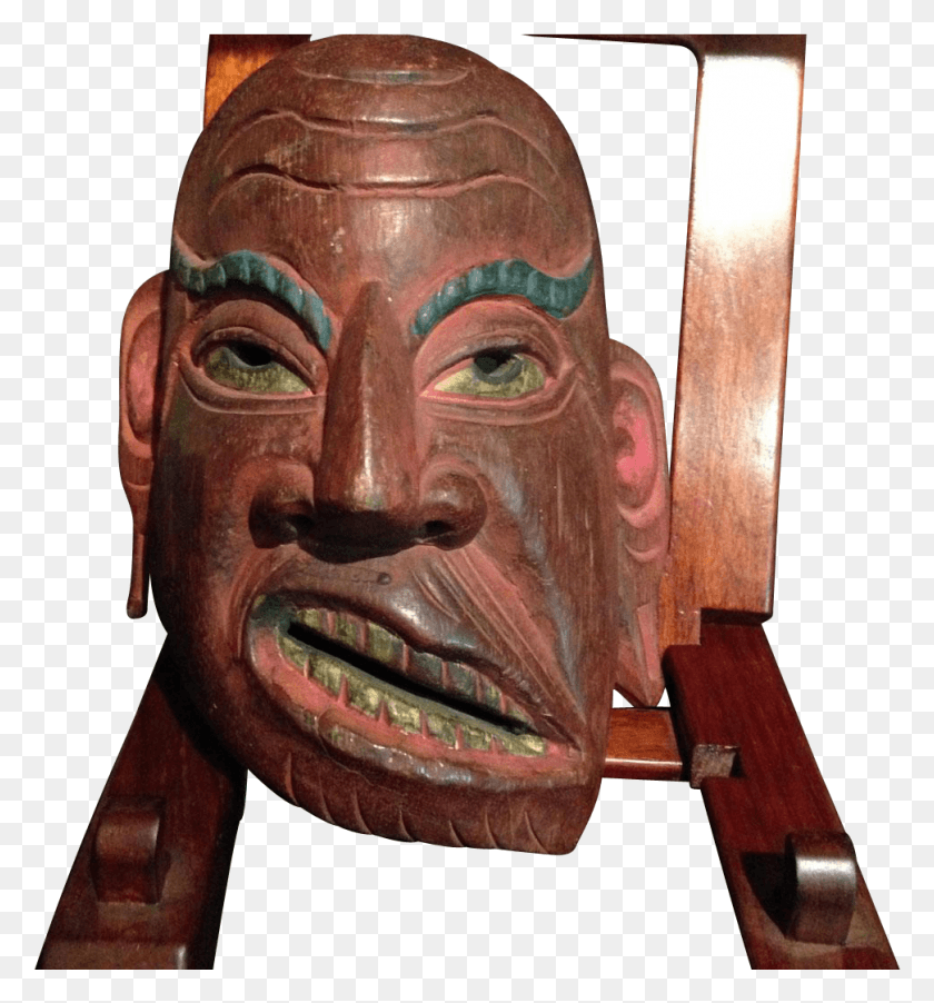 971x1049 Japanese Antique Wood Noh Mask Of Genji Warrior Noh Genji Without His Mask, Head, Architecture, Building HD PNG Download