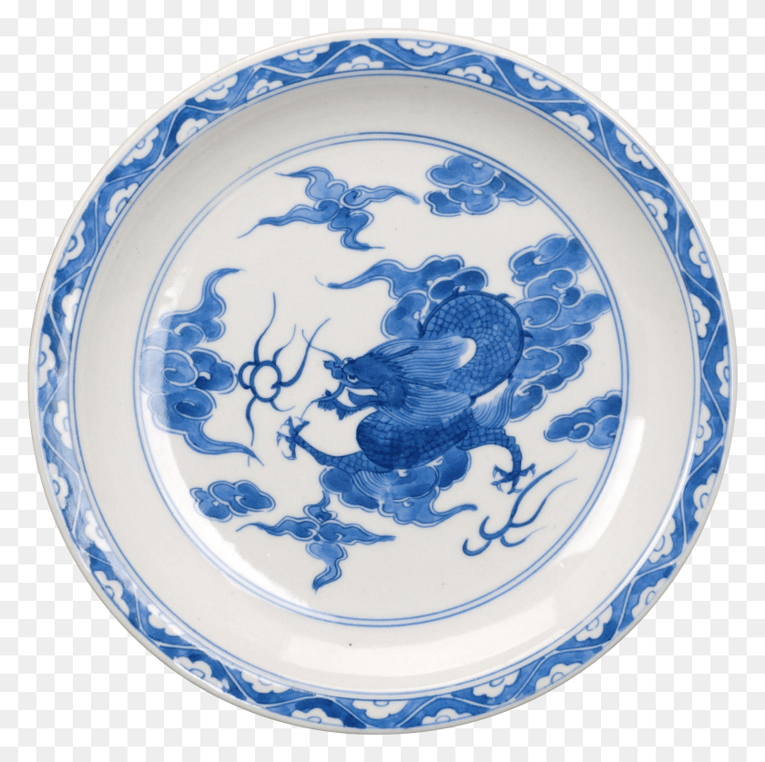 1914x1907 Japanese Blue And White Porcelain Plate With A Dragon Blue And White Porcelain, Pottery, Dish HD PNG Download