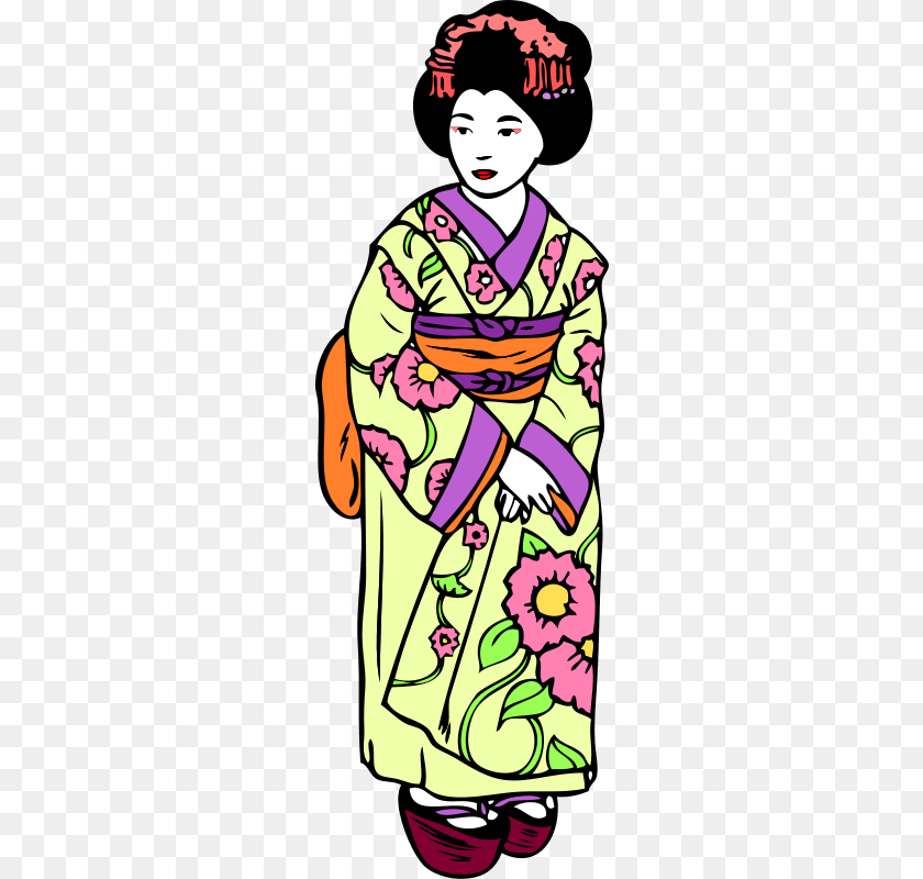 267x800 Japanese Cliparts, Formal Wear, Clothing, Dress, Robe Sticker PNG