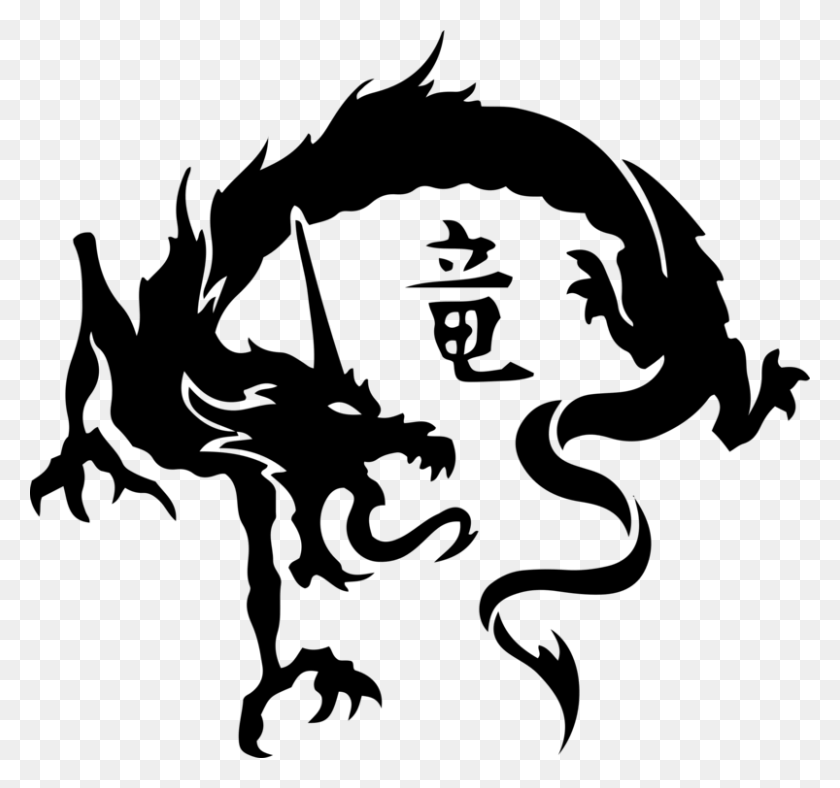 803x750 Японский Дракон Китайская Татуировка Дракона Иредзуми Племенная Китайская Татуировка Дракона, Серый, World Of Warcraft Hd Png Скачать