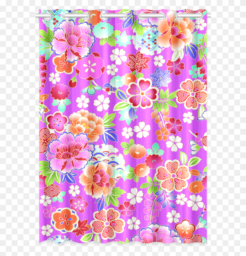 600x814 Japanese Floral Kimono Pattern New Window Curtain, Rug, Floral Design, Graphics HD PNG Download