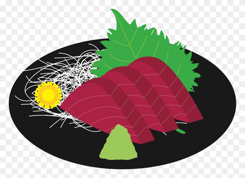 1963x1393 Japanese Food Clipart Leaf Tuna Sashimi Clipart, Dish, Meal, Graphics HD PNG Download