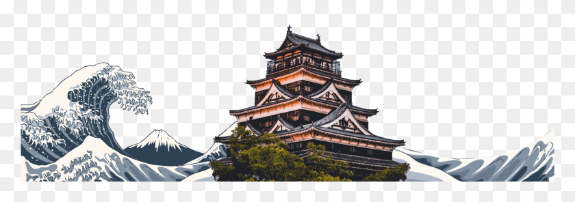 1601x486 Японский Замок Хиросима, Архитектура, Здание, Храм Hd Png Скачать