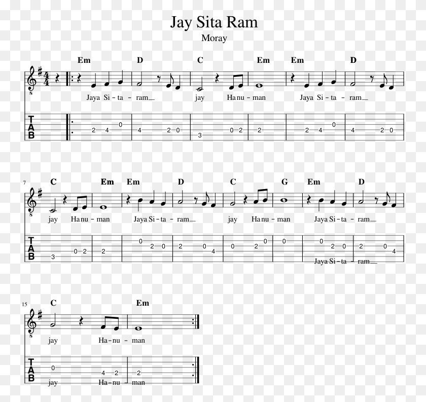 754x733 Jay Sita Ram Sheet Music 1 Of 1 Pages Sheet Music, Text, Number, Symbol HD PNG Download