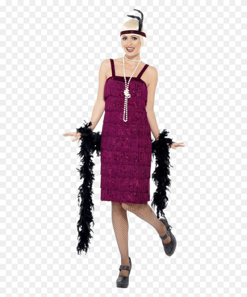 418x952 Jazz Flapper Costume 1920 Charleston Dress, Clothing, Apparel, Scarf HD PNG Download