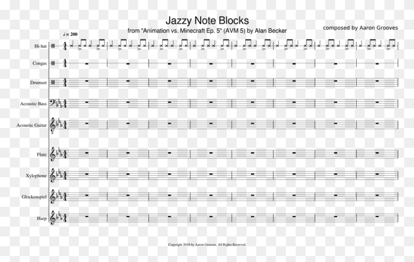 805x488 Jazzy Note Blocks Sheet Music For Flute Percussion Plot, Gray, World Of Warcraft HD PNG Download