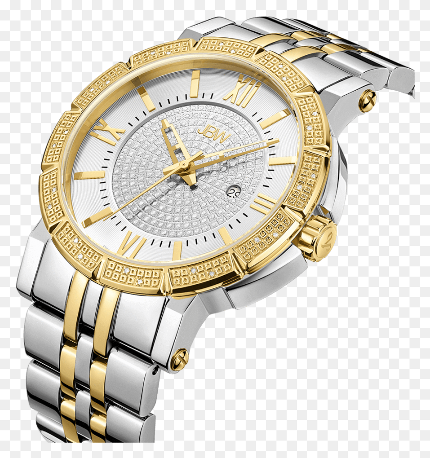 870x931 Jbw Vault J6343c Two Tone Stainless Steel Gold Diamond Analog Watch, Wristwatch HD PNG Download