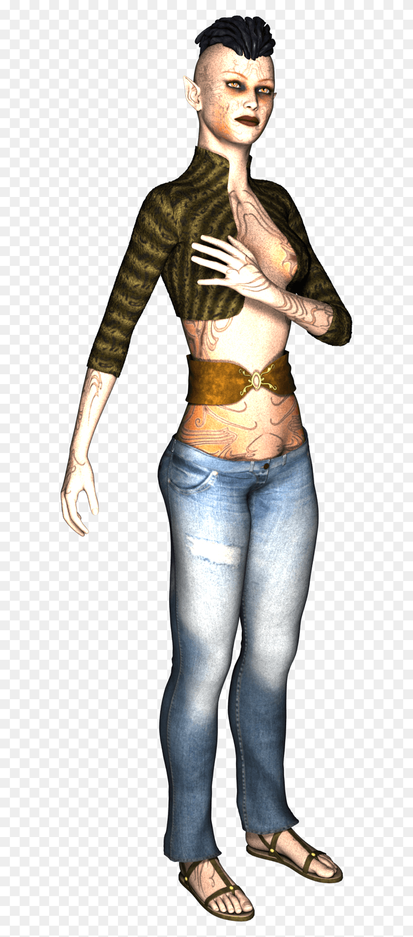 595x1843 Jeans Cabello Modelo 3D Render Mujer, Piel, Persona, Humano Hd Png
