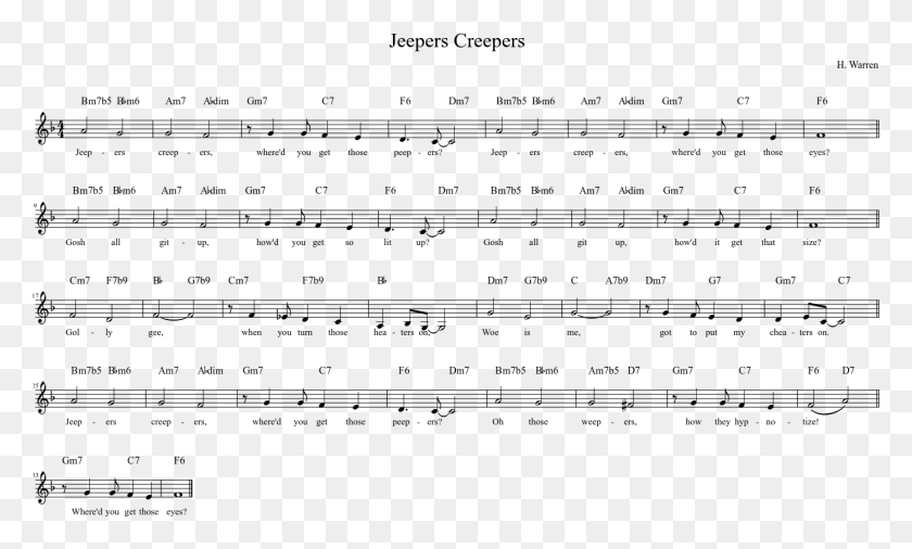 1398x801 Jeepers Creepers Sheet Music Composed By H Sheet Music, Gray, World Of Warcraft HD PNG Download
